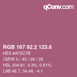 カラーコード: RGB 167 92.2 123.6 | qconv.com