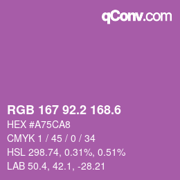 カラーコード: RGB 167 92.2 168.6 | qconv.com