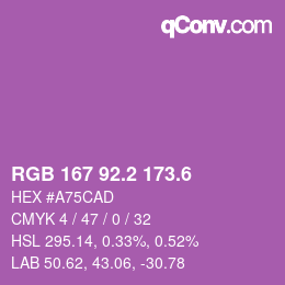 カラーコード: RGB 167 92.2 173.6 | qconv.com