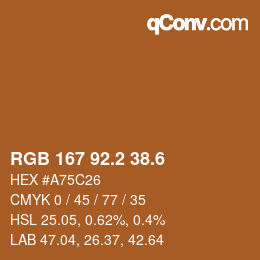 カラーコード: RGB 167 92.2 38.6 | qconv.com