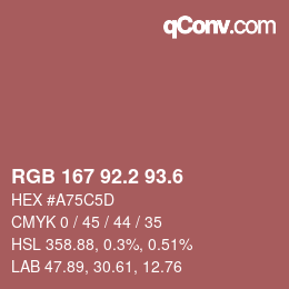 カラーコード: RGB 167 92.2 93.6 | qconv.com