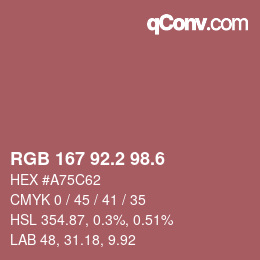 カラーコード: RGB 167 92.2 98.6 | qconv.com