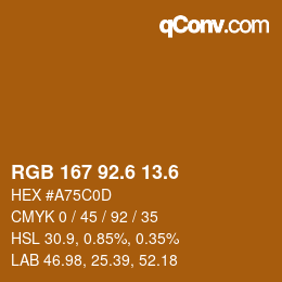カラーコード: RGB 167 92.6 13.6 | qconv.com