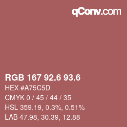カラーコード: RGB 167 92.6 93.6 | qconv.com