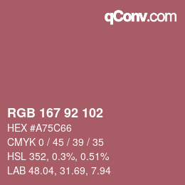 カラーコード: RGB 167 92 102 | qconv.com