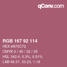 颜色代码: RGB 167 92 114 | qconv.com