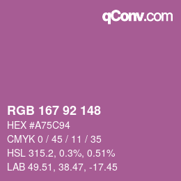 颜色代码: RGB 167 92 148 | qconv.com