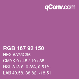 カラーコード: RGB 167 92 150 | qconv.com