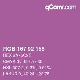 カラーコード: RGB 167 92 158 | qconv.com