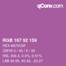 Color code: RGB 167 92 159 | qconv.com