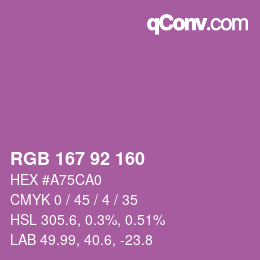 カラーコード: RGB 167 92 160 | qconv.com