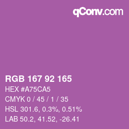 颜色代码: RGB 167 92 165 | qconv.com