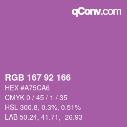 颜色代码: RGB 167 92 166 | qconv.com