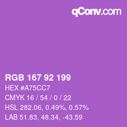 颜色代码: RGB 167 92 199 | qconv.com
