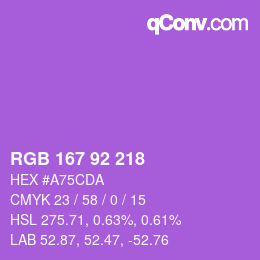 カラーコード: RGB 167 92 218 | qconv.com