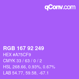 カラーコード: RGB 167 92 249 | qconv.com
