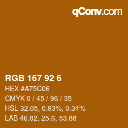 カラーコード: RGB 167 92 6 | qconv.com