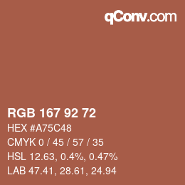 カラーコード: RGB 167 92 72 | qconv.com