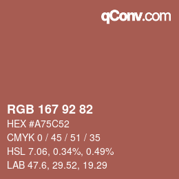 カラーコード: RGB 167 92 82 | qconv.com