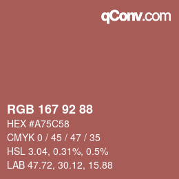 颜色代码: RGB 167 92 88 | qconv.com
