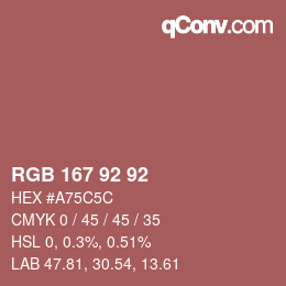 颜色代码: RGB 167 92 92 | qconv.com