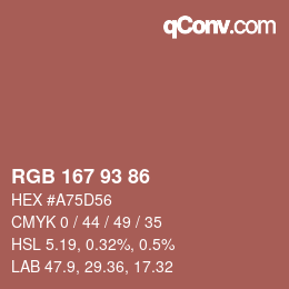 Color code: RGB 167 93 86 | qconv.com