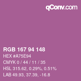 Color code: RGB 167 94 148 | qconv.com