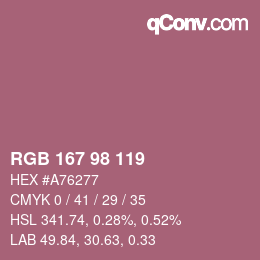 Código de color: RGB 167 98 119 | qconv.com