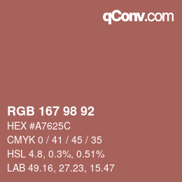 Código de color: RGB 167 98 92 | qconv.com