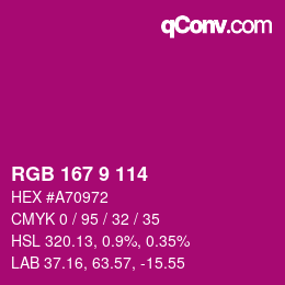 Color code: RGB 167 9 114 | qconv.com