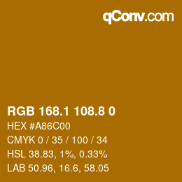 Color code: RGB 168.1 108.8 0 | qconv.com