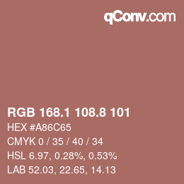Farbcode: RGB 168.1 108.8 101 | qconv.com
