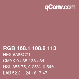 Color code: RGB 168.1 108.8 113 | qconv.com