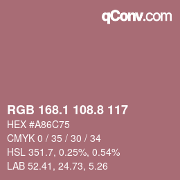 カラーコード: RGB 168.1 108.8 117 | qconv.com