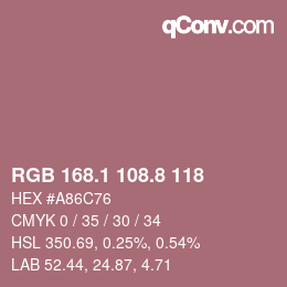 カラーコード: RGB 168.1 108.8 118 | qconv.com