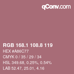 Código de color: RGB 168.1 108.8 119 | qconv.com