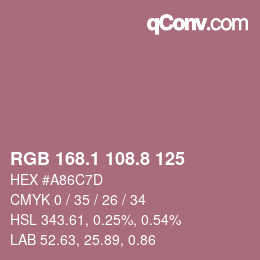 カラーコード: RGB 168.1 108.8 125 | qconv.com