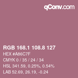 カラーコード: RGB 168.1 108.8 127 | qconv.com