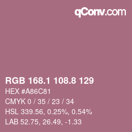 Color code: RGB 168.1 108.8 129 | qconv.com