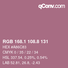 カラーコード: RGB 168.1 108.8 131 | qconv.com