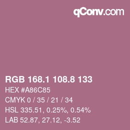 カラーコード: RGB 168.1 108.8 133 | qconv.com