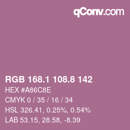 カラーコード: RGB 168.1 108.8 142 | qconv.com