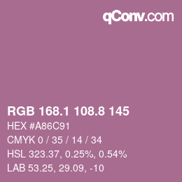 カラーコード: RGB 168.1 108.8 145 | qconv.com