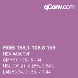 カラーコード: RGB 168.1 108.8 159 | qconv.com