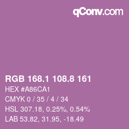 カラーコード: RGB 168.1 108.8 161 | qconv.com