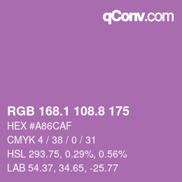 カラーコード: RGB 168.1 108.8 175 | qconv.com