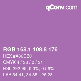 カラーコード: RGB 168.1 108.8 176 | qconv.com