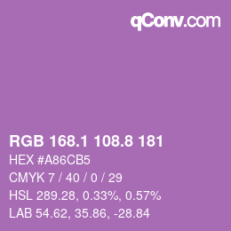 カラーコード: RGB 168.1 108.8 181 | qconv.com