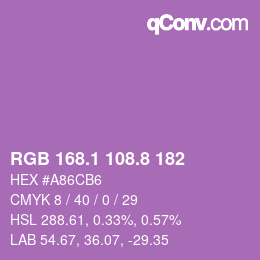 カラーコード: RGB 168.1 108.8 182 | qconv.com