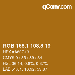 Color code: RGB 168.1 108.8 19 | qconv.com